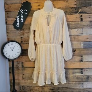 SALE-Lulu's women's cream sheer ruffle cottage dress size medium